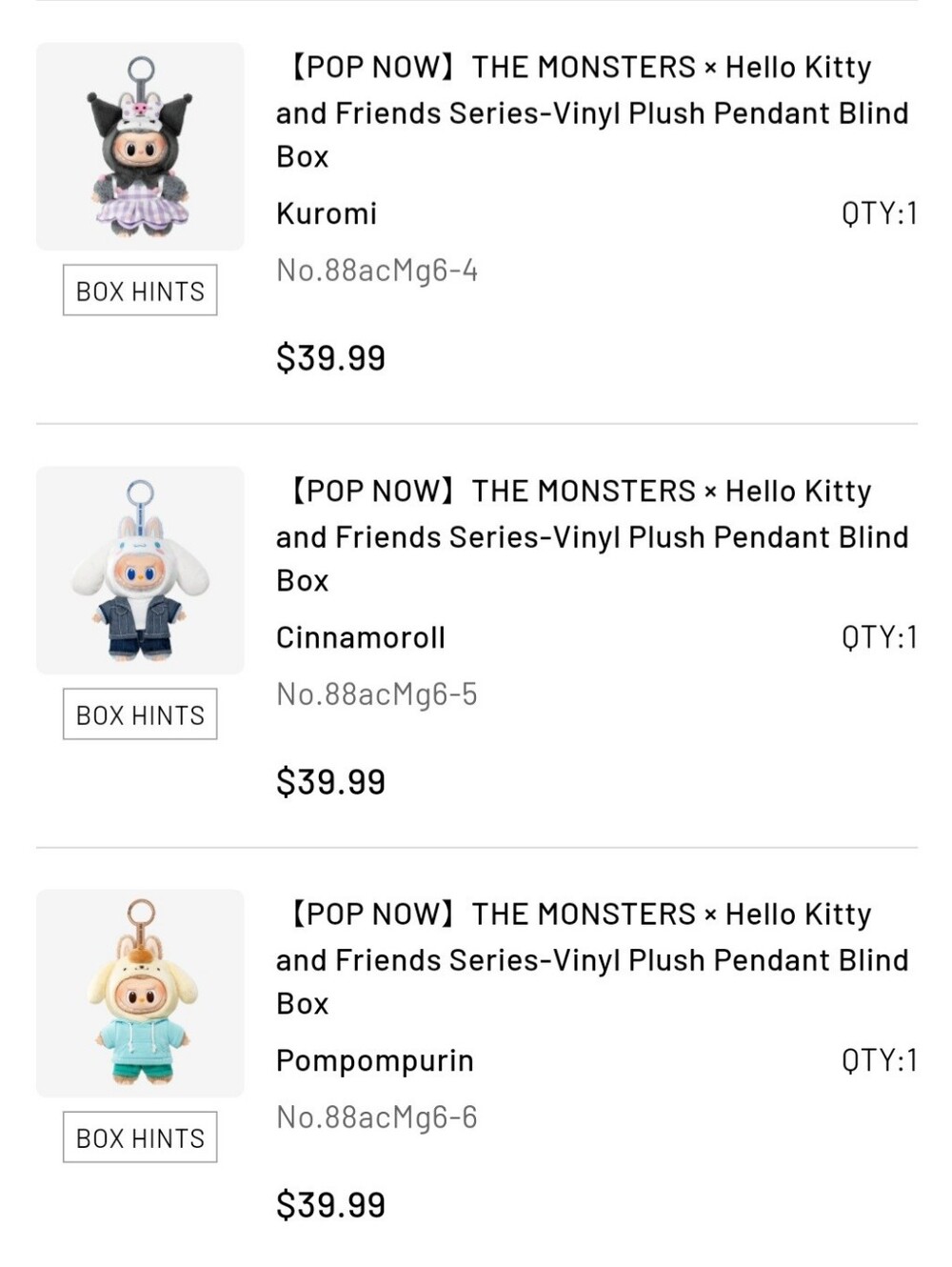 Pop Mart The Monsters x Hello Kitty and Friends Plush Pendant- Cinnamon Roll - Picture 3 of 4